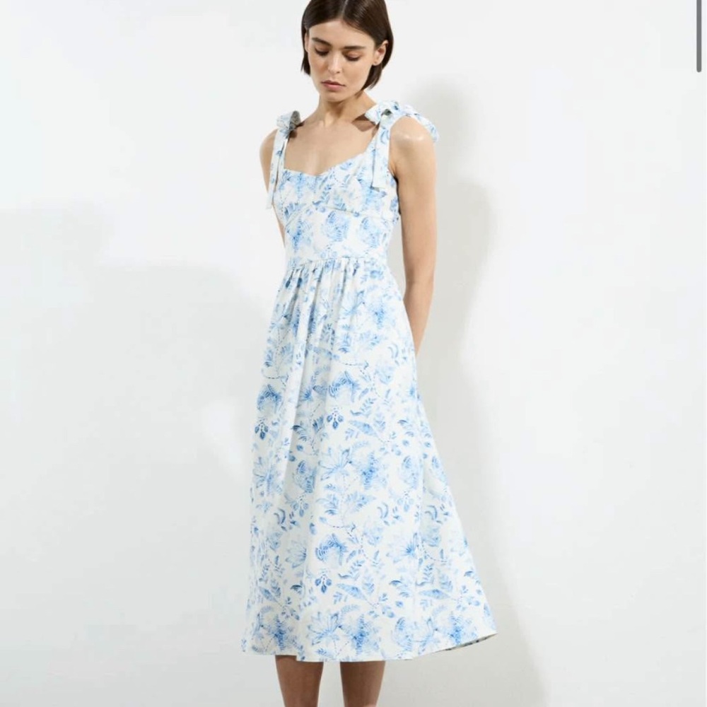 French Connection UK Light Blue Floral Midi Dress